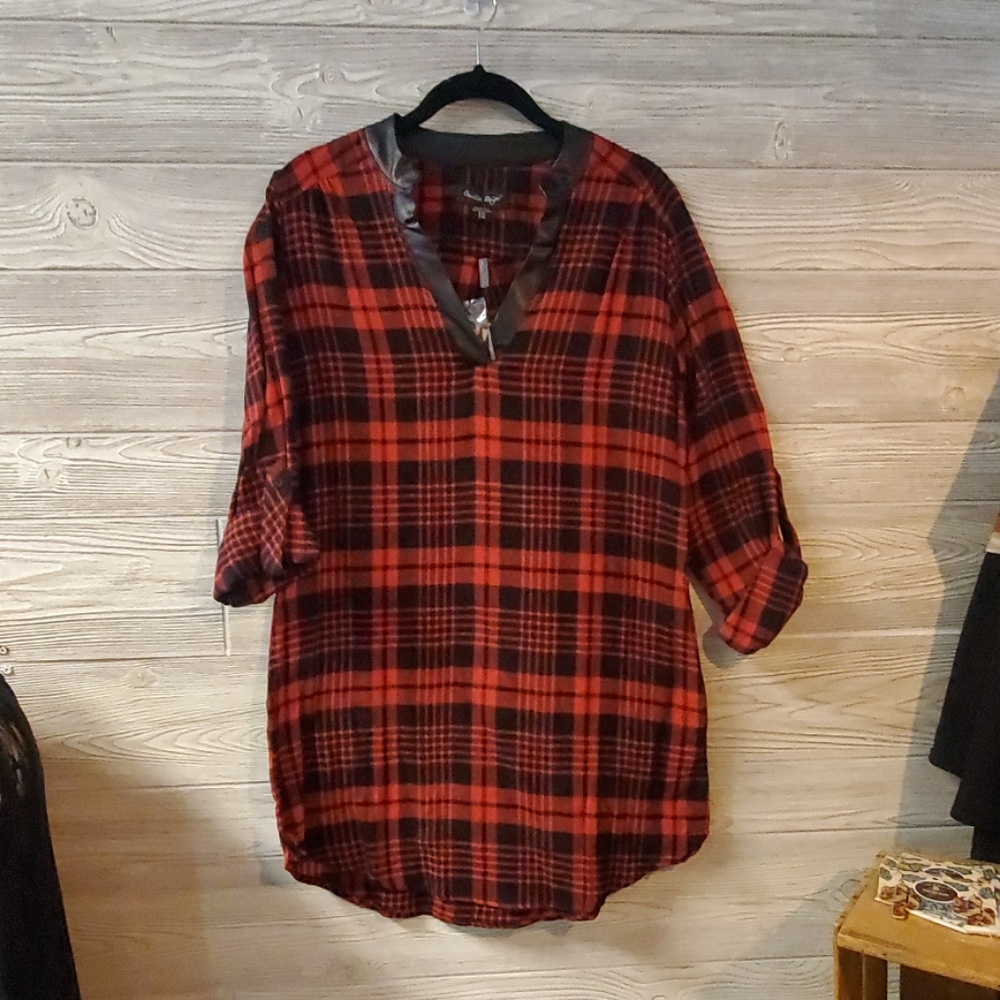 Red & Black Flannel Tunic